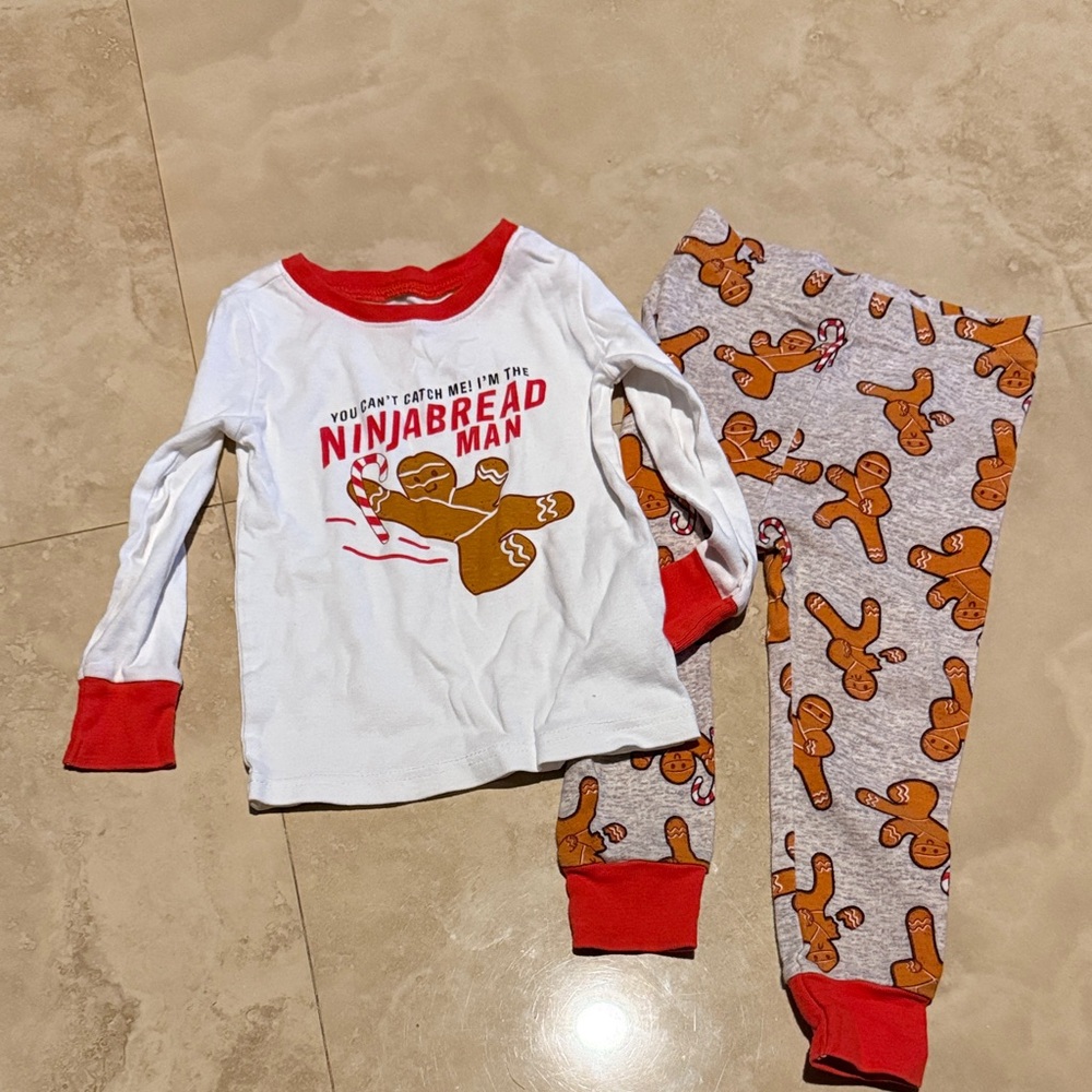 Free with purchase Old Navy Ninjabread Man Pajama Set - Red, White, and Brown